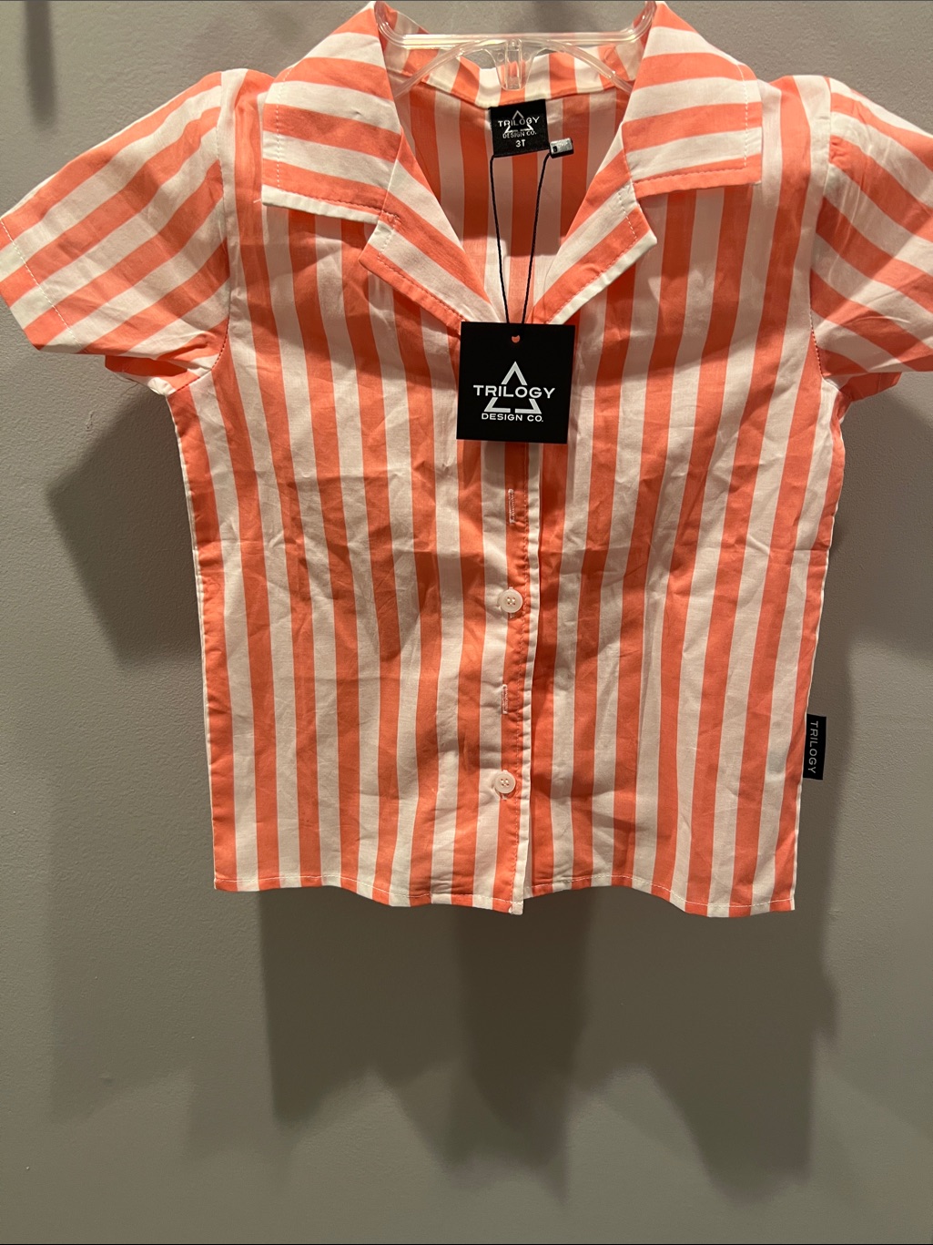 Trilogy Kids Coral & White Striped Button-Down Shirt